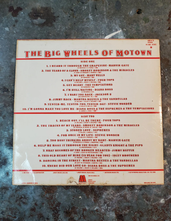The Big Wheels Of Motown - Various Artists 1978 LP - UK EMTV 12 G/VG